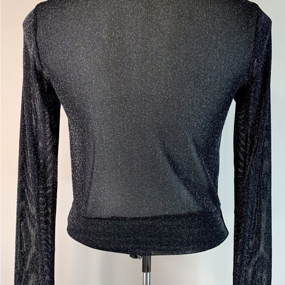 Black Fitted Crop Blouse with Long Sleeves - SIZE S - Never Worn! - Picture 2 of 7